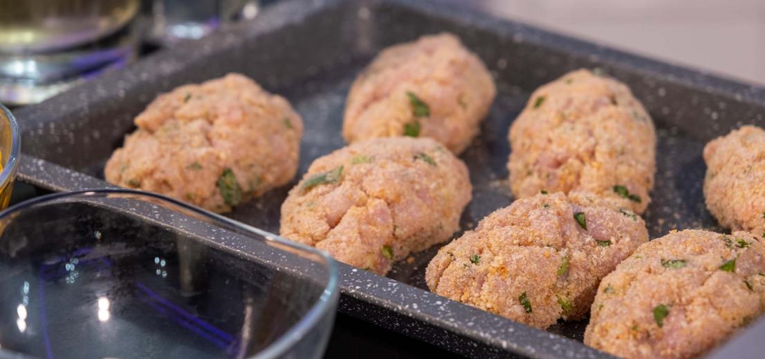 Minced rabbit meat croquette